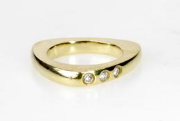 Contemporary Styled 18k Yellow Gold Ring w/ Diamonds