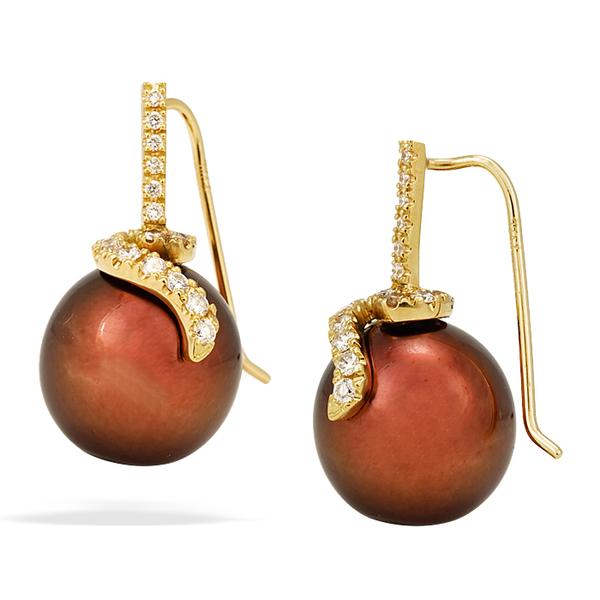 Yvel 13mm Chocolate Pearl Earrings