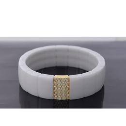 RECTANGULAR WHITE CERAMIC BRACELET.