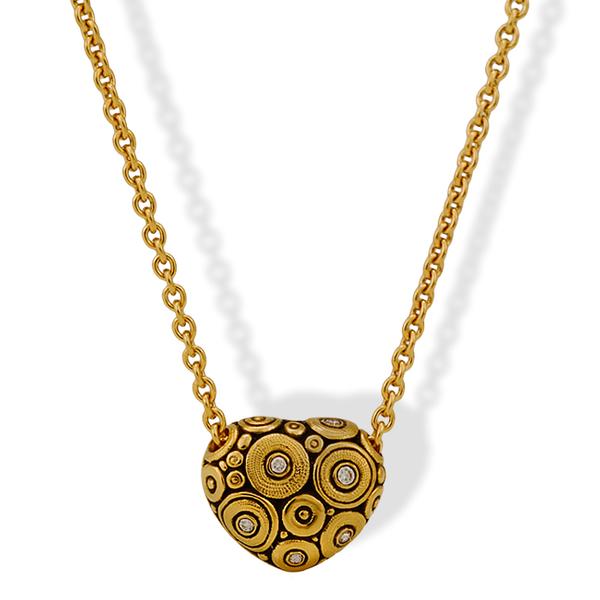 18KT YELLOW GOLD DIAMOND  HEART PENDANT
