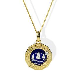 18k, Enamel, and Diamond Zodiac Sailboat Pendant