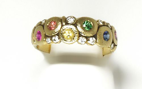 18k Yellow Vivid Rainbow Mix Orchard Ring