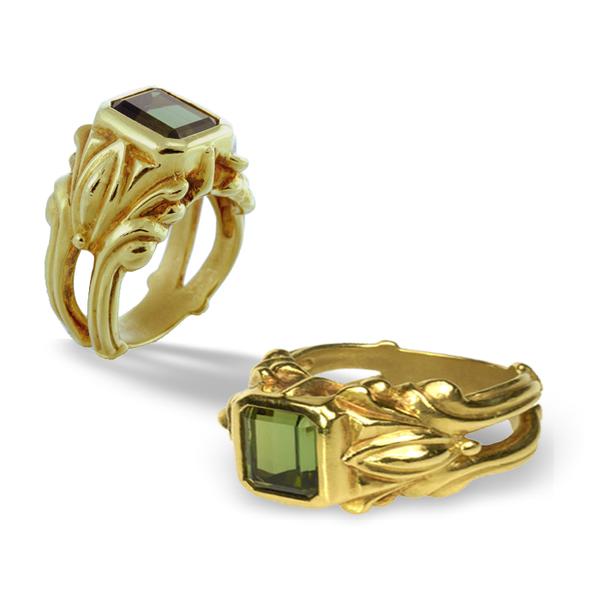 Green Tourmaline and 18k Ring