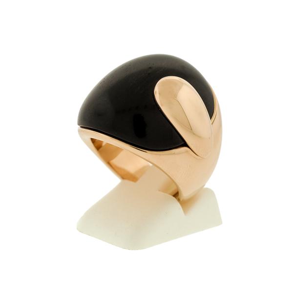 18KR DOMED RING W/EBONY