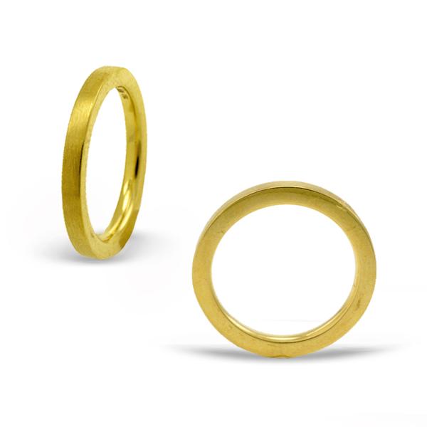 Satin 2mm 18k Yellow Gold Band