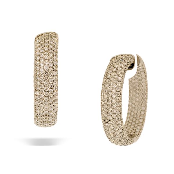 18k White Gold Large Flat Oval Pave'
Diamond Hoop Earring (9.96cts.)