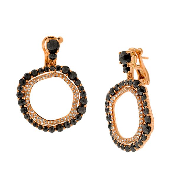 ROSE GOLD DIAMOND EARRINGS WITH BLACK ROSECUT DIAMONDS