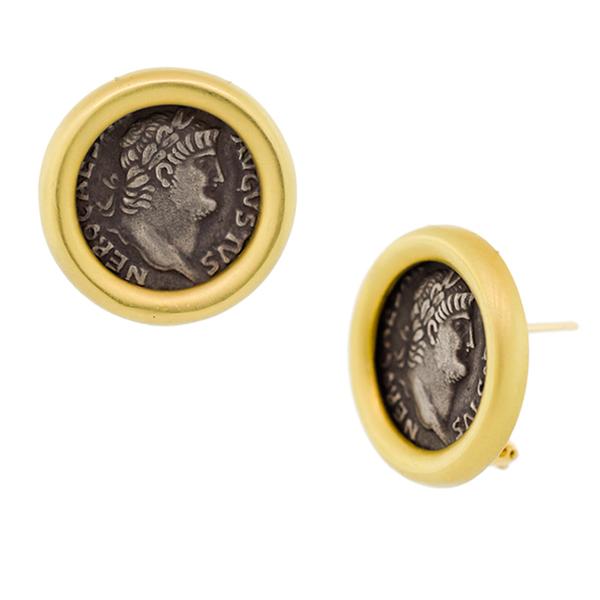 18KT. YELLOW GOLD BEZEL COIN EARRINGS