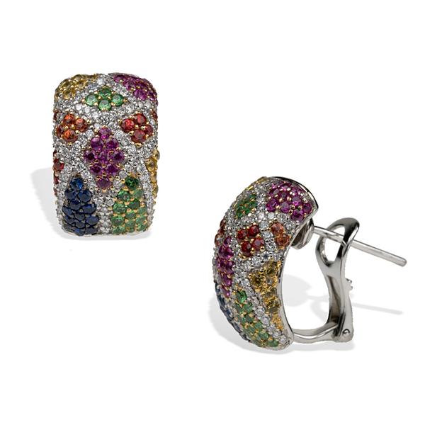 Mixed Stone Earrings with 18k White Gold