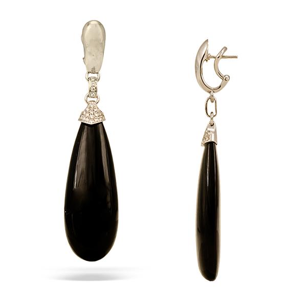 18KW BLACK ONYX TEARDROP