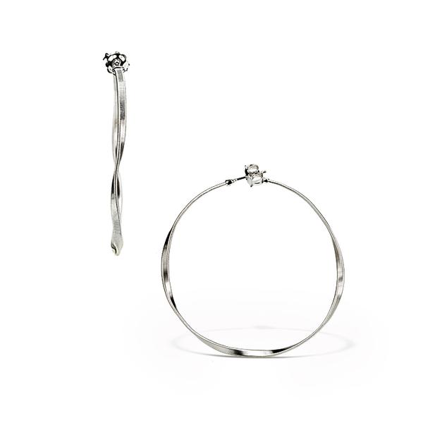 Bicego 2X40mm 18k White Gold Twisted Hoops