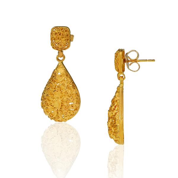 Maya 22k Carved Gold Earrings
