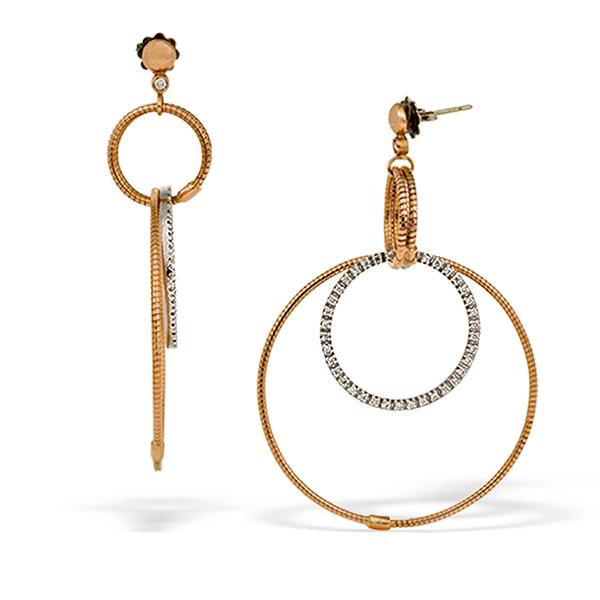 K DI Koure 18k Pink Gold Earrings w/ Diamonds