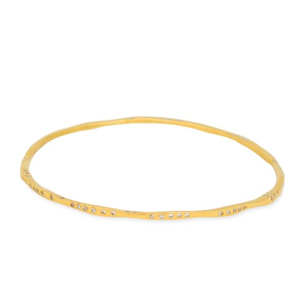 18k Yellow Gold Twisted Bangle w/ Diamonds