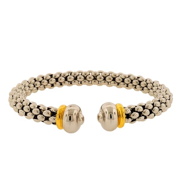 8mm 18k Round Woven Cuff & Round Ends with Yellow Gold Band