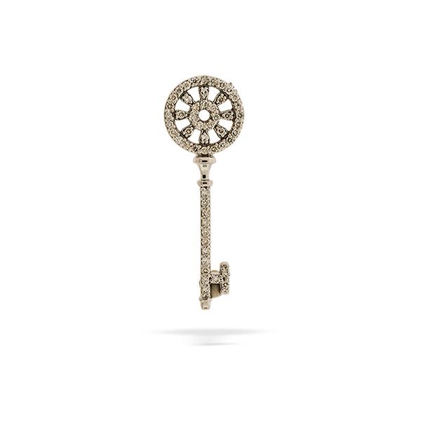 Wagonwheel Key Pendant 14k White Gold with Diamonds