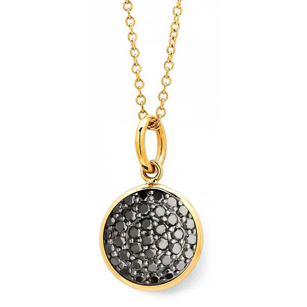 10MM PAVE' BLACK DIAMOND PENDANT. 18KT.YG. BAIL