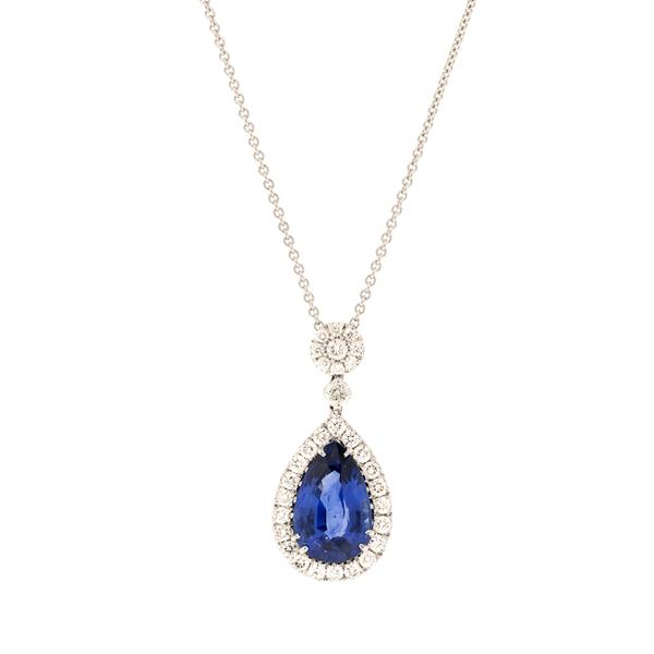 18KW 5.57CT. PEAR SHAPE BL. SAPPHIRE