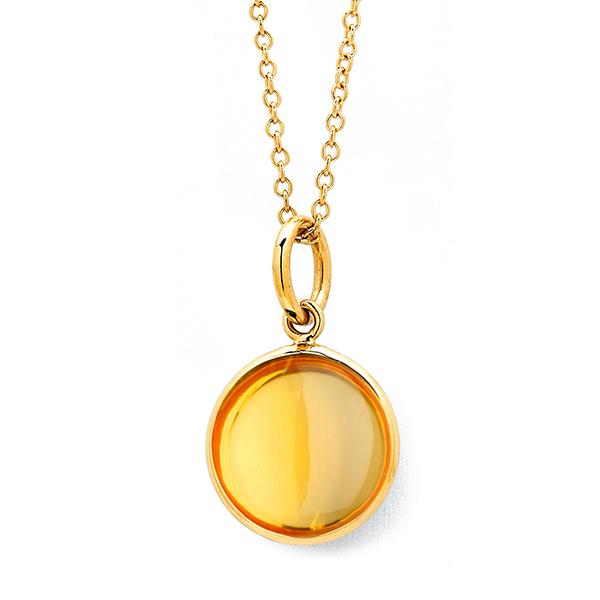 18KT. Y ,10MM BEZEL SET CITRINE PENDANT