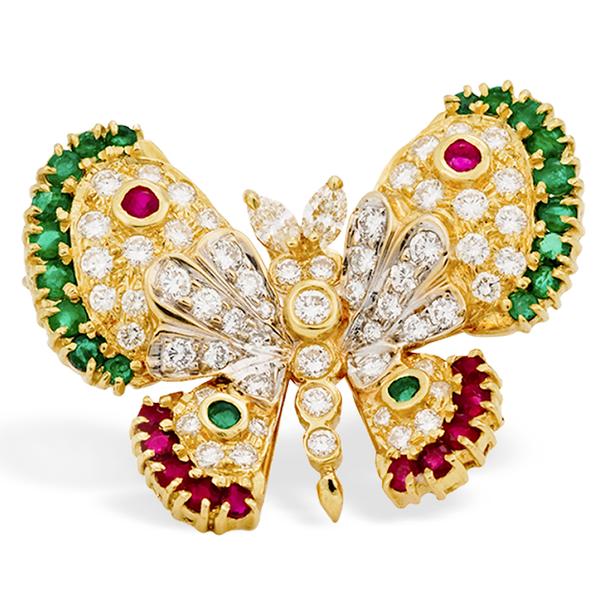 Precious Stone Butterfly Brooch