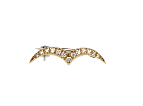 Damiani Seagull Pin in 18k Yellow Gold and Diamonds