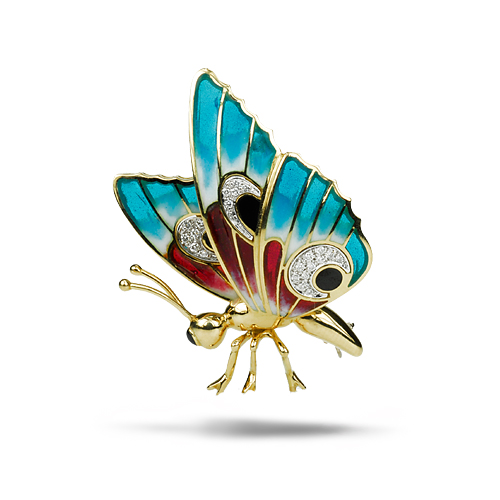 Butterfly Pin w/ 18k and Diamonds